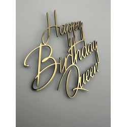 Happy Birthday Queen дзеркальний торцевий топер золото 